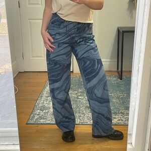 Wild Fable Blue Patterned Flare Jeans